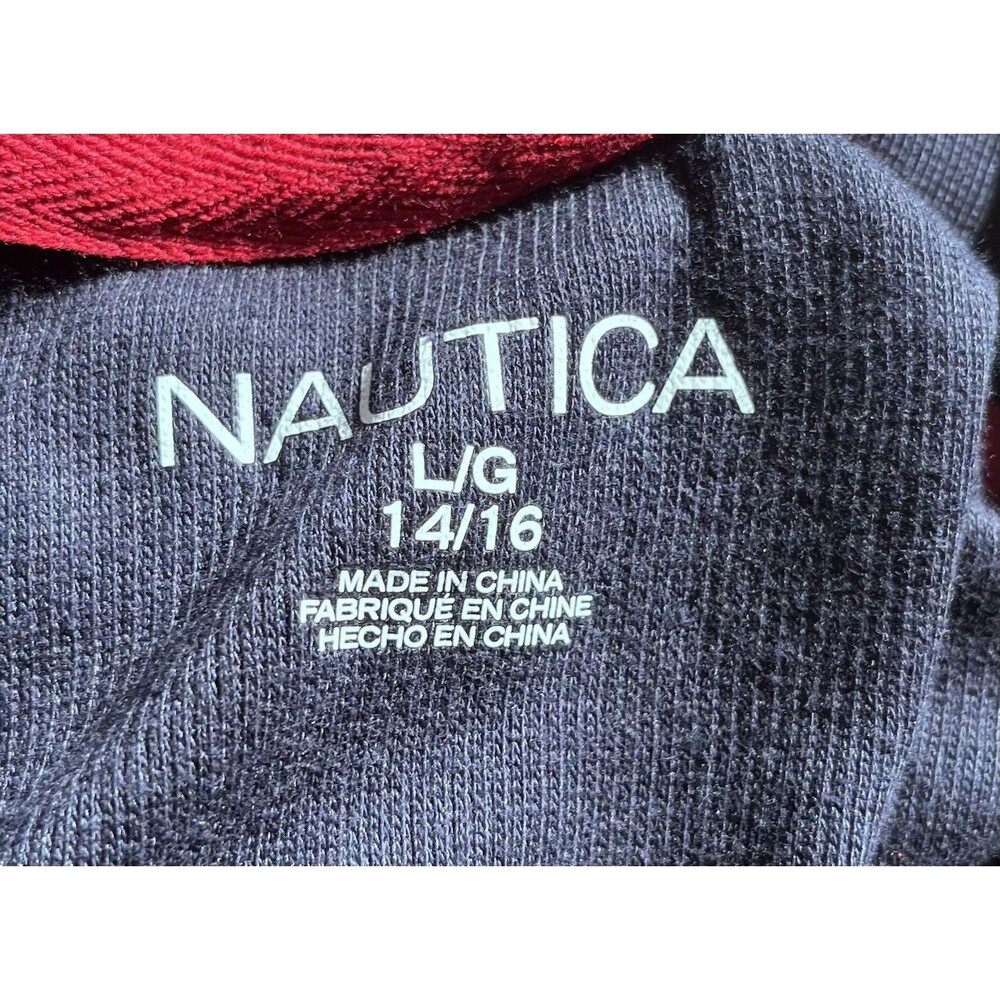 NWT Nautica Sport Long Sleeve 1/4 Zip Youth Boys L 14/16 Blue Fisherman Coastal - Picture 4 of 7